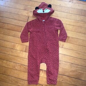 Old Navy Fox One Piece Hooded Sweatsuit Playsuit Size 12-18 Months